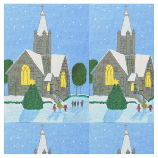 Kirchen-Weihnachtsstoff Stoff (Nahaufnahme)