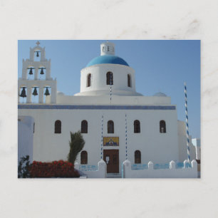 Kirchenansichten auf Santorin, Griechenland Postkarte