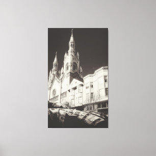 Kirchenarchitektur in Schwarz und Weiß Leinwanddruck