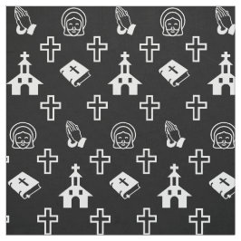 Kirchenbike Kreuz Christliches Jesus Muster Schwar Stoff