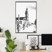 Kirchenbild in Holzkohle Poster (Heimbüro)