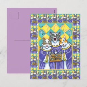 KIRCHENCHOR KATZEN & MAUS SINGEN WEIHNACHTSLIEDER FEIERTAGSPOSTKARTE