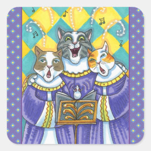 KIRCHENCHOR KATZEN & MAUS SINGEN WEIHNACHTSLIEDER QUADRATISCHER AUFKLEBER