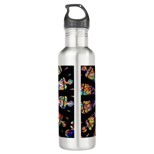 Kirchenfarbene Glasfenster Edelstahlflasche (Rückseite)