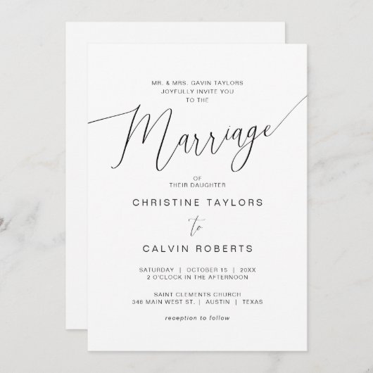 Kirchenfeier, Eltern, die Einladung ausrichten (Vorne/Hinten)