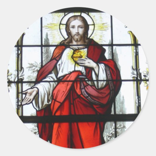 Kirchenfenster aus dem heiligen Herzen Jesu erhalt Runder Aufkleber (Vorderseite)