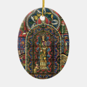 Kirchenfenster mit Buntglas, Vintage-Architektur Keramikornament