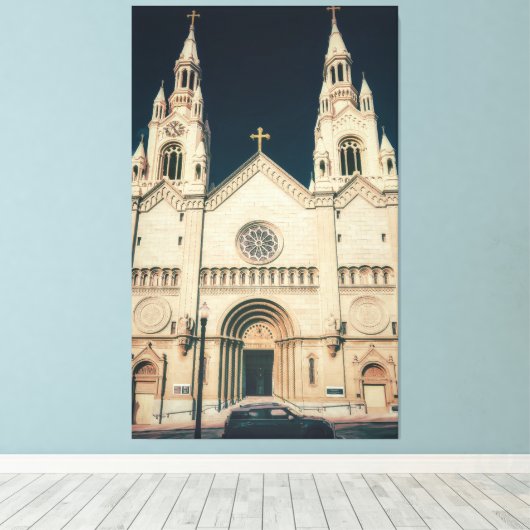 Kirchenfront mit Kreuz Leinwanddruck (Insitu (Holzboden))