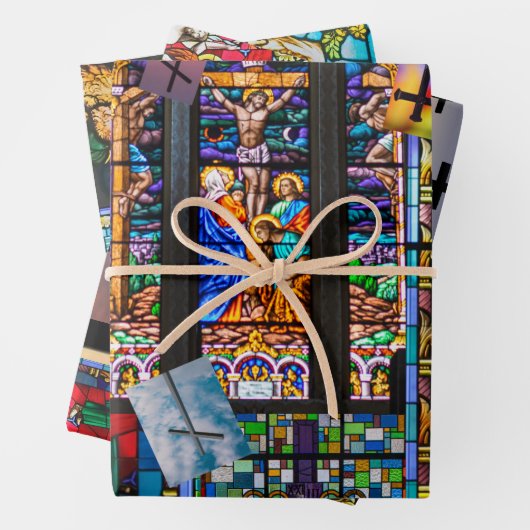 Kirchenglas und -kreuz geschenkpapier set (Beispiel)