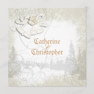 Kirchenglocken auf Blumenhochzeit weiß Einladung