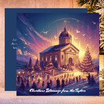 Kirchenglorie zu Gott Religiöser Jesus Christlich Feiertagskarte<br><div class="desc">Weihnachts-Segnungen! Eleganter Kirchenruhm zu Gott Religious Jesus Christlich Weihnachtskarte. Schick herzliche Weihnachtssegmente mit dieser atemberaubenden "Ruhm zu Gott" religiösen Urlaubskarte. Mit einer wunderschön illustrierten Kirche, die mit warmen Lichtern gegen eine ruhige Winternacht strahlt, erweckt diese Karte die Ruhe und Ehrfurcht der Weihnachtszeit. Die Gläubigen versammeln sich, halten Kerzen, während sie...</div>