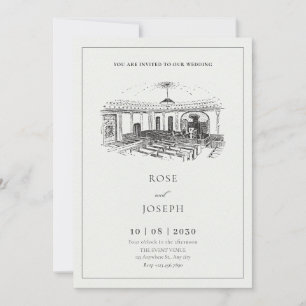 Kirchenhochzeit in Schwarz-Weiß-Weiß Einladung