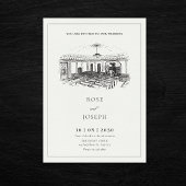 Kirchenhochzeit in Schwarz-Weiß-Weiß Einladung