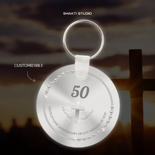 Kirchenjubiläum-Feier Perlen Silber Schlüsselanhänger