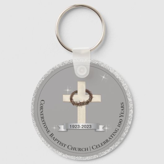 Kirchenjubiläum Souvenir Gastgeschenke Silver Schlüsselanhänger (Vorderseite)