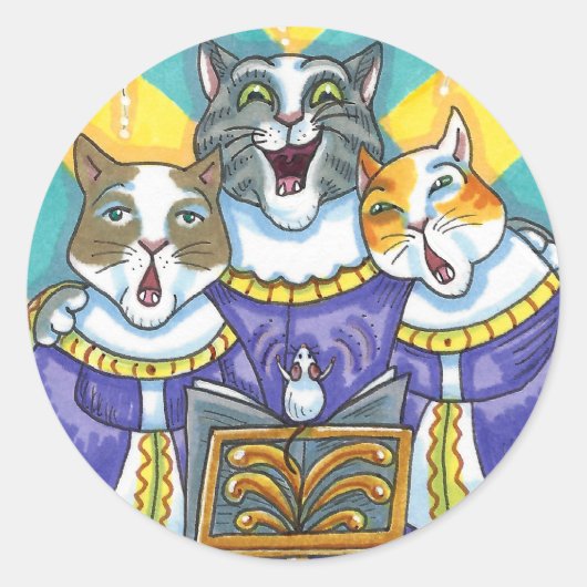 KIRCHENKATZEN UND MÄUSCHENKÖRPER RUNDER AUFKLEBER (Vorderseite)