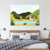Kirchenlandschaft mit Fluss Leinwanddruck (Insitu (Schlafzimmer))