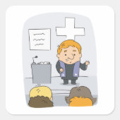 Kirchenminister predigt quadratischer aufkleber (Vorderseite)