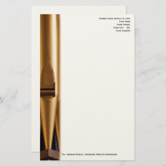 Kirchenmusikerbriefkopf mit Rohr Briefpapier (Vorne/Hinten)