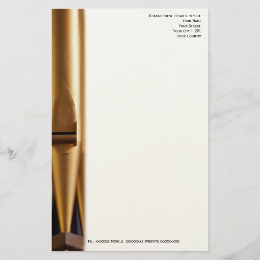 Kirchenmusikerbriefkopf mit Rohr Briefpapier (Vorderseite)