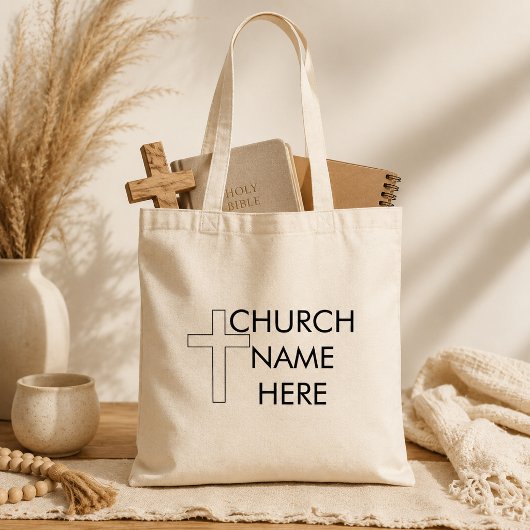 Kirchenname mit Christlichem Kreuz Tragetasche