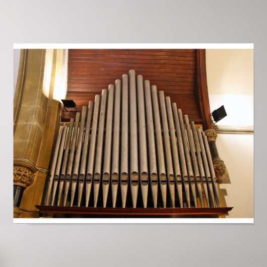 Kirchenorgelpfeifen und Holzvertäfelung Poster (Vorne)