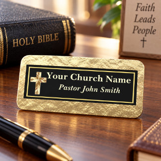 Kirchenpastor Gold und Schwarz Namensschild