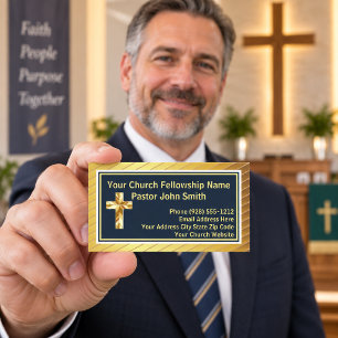 Kirchenpastor Klasse Gold- und Navy-Geschäftskarte Visitenkarte