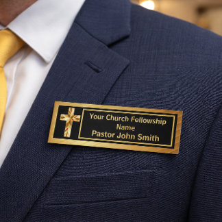 Kirchenpastor Klassisches Gold und Schwarz Namenschild