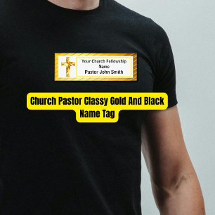 Kirchenpastor Klassisches Gold und Schwarz Namenschild