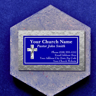 Kirchenpastor Navy Blau Silber Geschäftskarten Visitenkarte