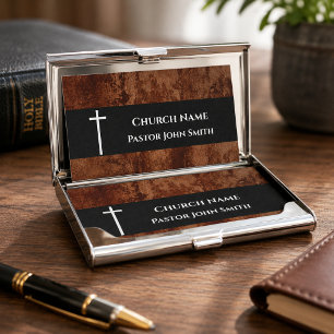 Kirchenpastor RUSTIKAL Lederoptik christlich Visitenkarte