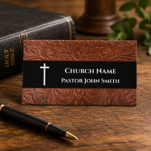 Kirchenpastor Rustikales Leder Schwarz Christlich Visitenkarte