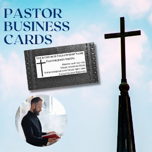 Kirchenpastor schwarzes Leder christlich Magnetische Visitenkarte
