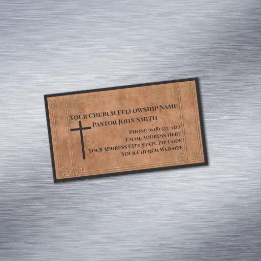 Kirchenpfarrer Leather Gestempelt Elegantes Christ Magnetische Visitenkarte (Beispiel)