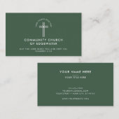 Kirchenpfarrer Moderne minimale Logo-Grün Visitenkarte (Vorne/Hinten)