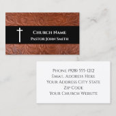 Kirchenpfarrer Rustikales Lederschwarz Christlich Visitenkarte (Vorne/Hinten)