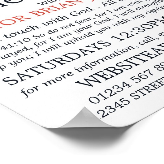 Kirchenschlupfen, Christliche Bibelklassenwerbung Poster (Ecke)