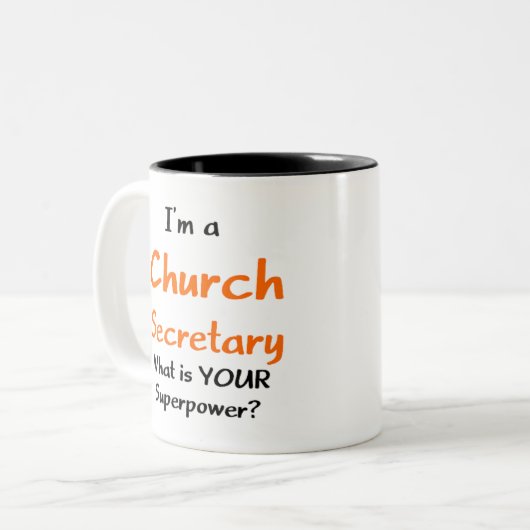 Kirchensekretärin Zweifarbige Tasse (Vorderseite Links)