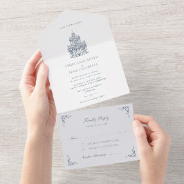 Kirchenstandort-Skizze Minimalistische Hochzeit All In One Einladung