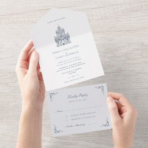 Kirchenstandort-Skizze Minimalistische Hochzeit All In One Einladung