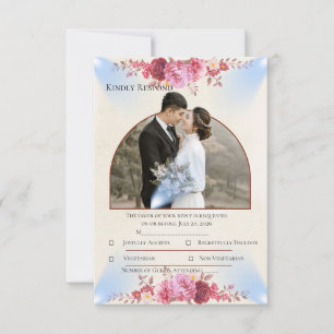Kirchliche Hochzeitsantwortkarte Blush Rose RSVP Karte