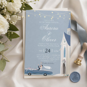Kirchliche Hochzeitseinladung Blaues Thema Einladung