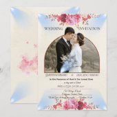 Kirchliche Hochzeitskarte Blush Rose Einladung (Vorne/Hinten)