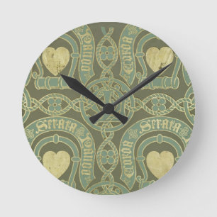 Kirchlicher Tapetenentwurf des Herzmotivs Runde Wanduhr