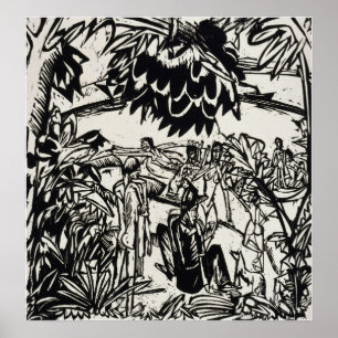 Kirchner - Badeszene unter überhängendem Baum… Poster