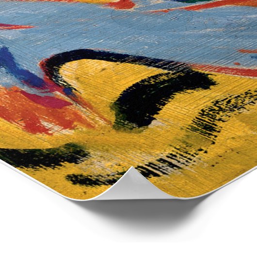 Kirchner - blaue Abbildung mit Strohhut Poster (Ecke)