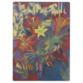 Kirchner Expressionist Lebendige Orange Lilien Kun Klemmbrett (Rückseite)
