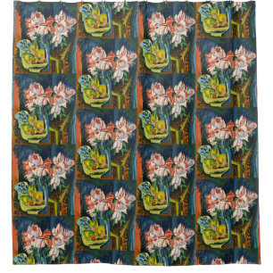 Kirchner Rosa Rosen Expressionistische Blumenkunst Duschvorhang