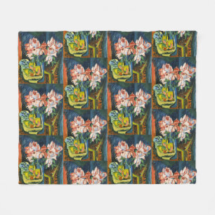 Kirchner Rosa Rosen Expressionistische Blumenkunst Fleecedecke